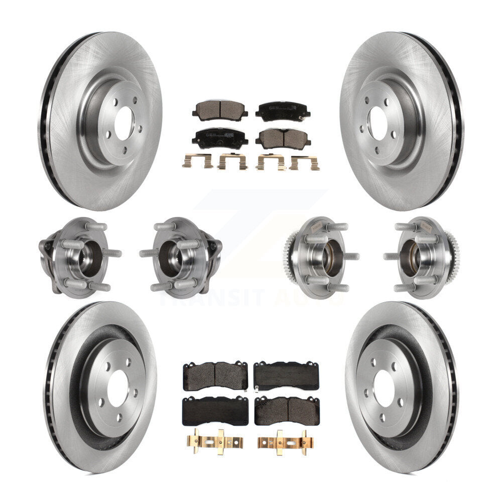 Hub Bearings Disc Brake Rotors And Pads Front Rear Kit (10Pc) For Ford Mustang