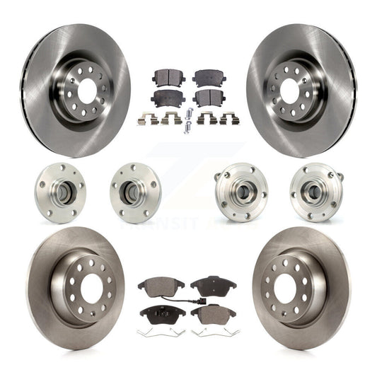 Hub Bearings Disc Brake Rotors And Pads Front Rear Kit (10Pc) For Volkswagen CC