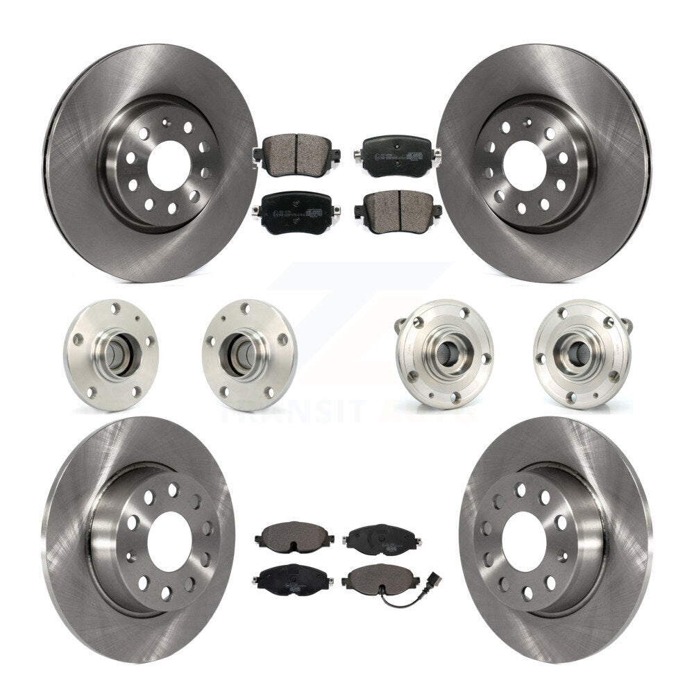 Hub Bearing Disc Brake Rotor And Pad Front Rear Kit (10Pc) For Volkswagen Passat