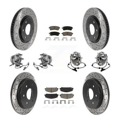 Hub Bearing Coated Brake Rotor & Pad Front Rear Kit (10Pc) For Nissan Armada AWD