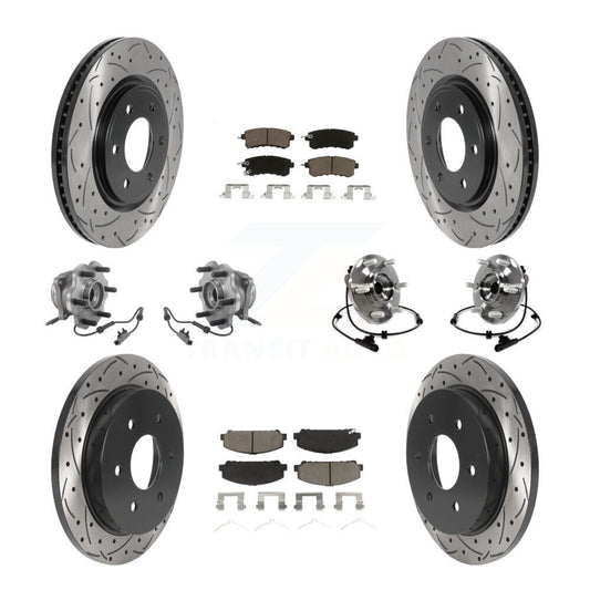 Hub Bearing Coated Brake Rotor & Pad Front Rear Kit (10Pc) For Nissan Armada AWD