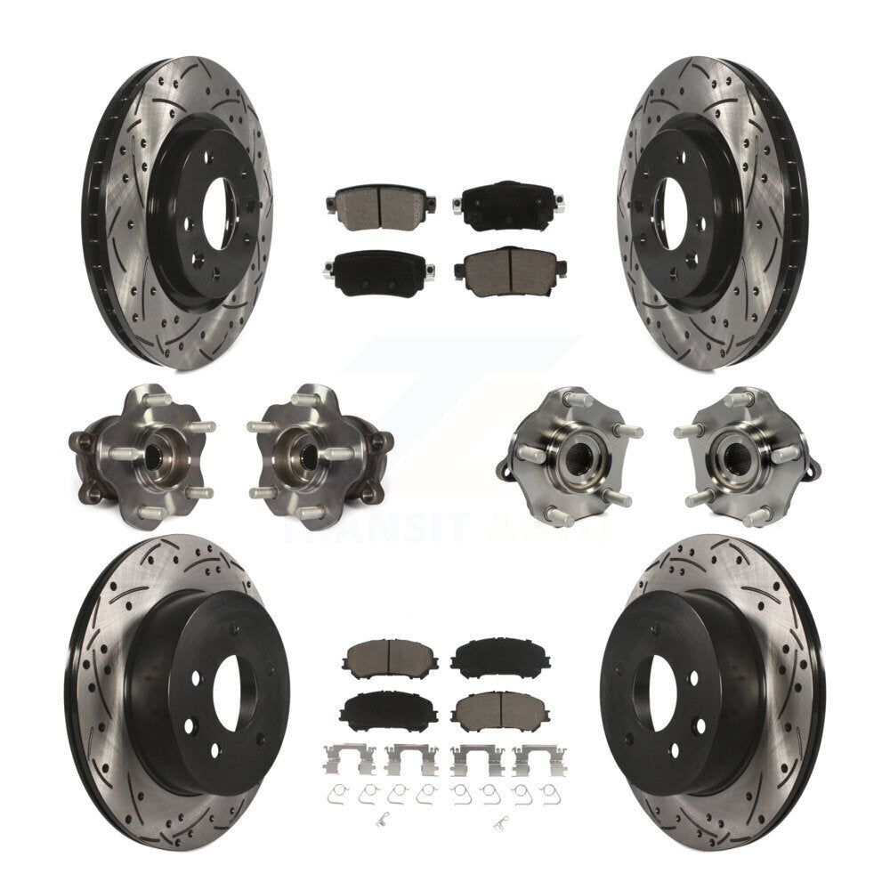 Hub Bearing Coated Brake Rotor Pads Front Rear Kit (10Pc) For Nissan Rogue Sport