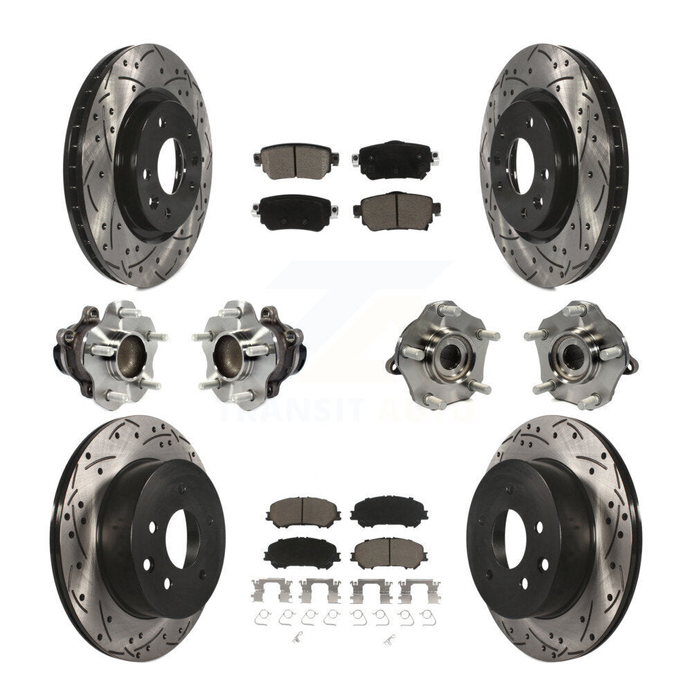 Hub Bearing Coated Brake Rotor Pads Front Rear Kit (10Pc) For Nissan Rogue Sport