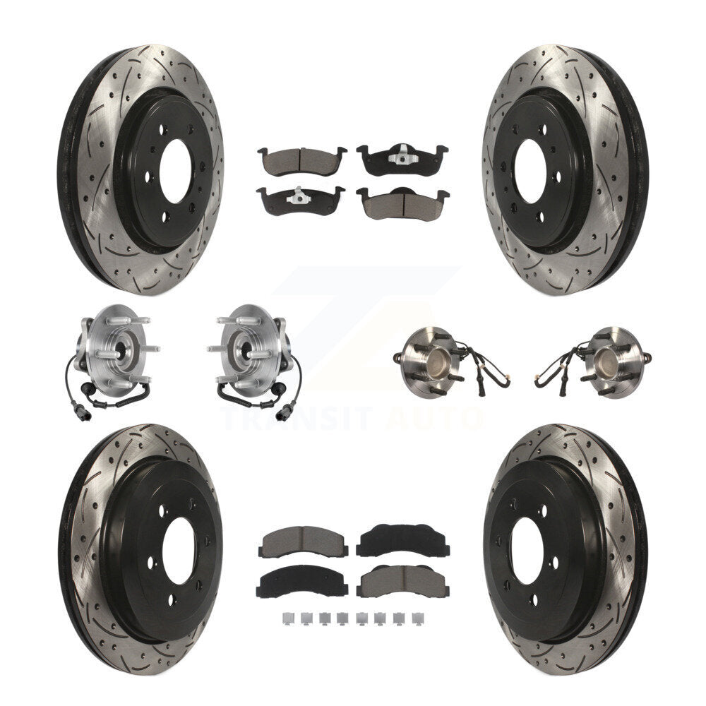 Hub Bearing Coated Brake Rotor Pad Front Rear Kit (10Pc) For Ford Expedition RWD