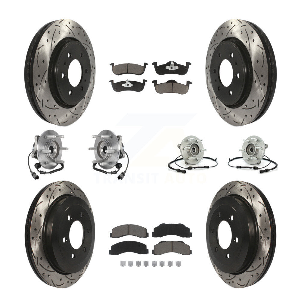 Hub Bearing Coated Brake Rotor Pad Front Rear Kit (10Pc) For Ford Expedition 4WD