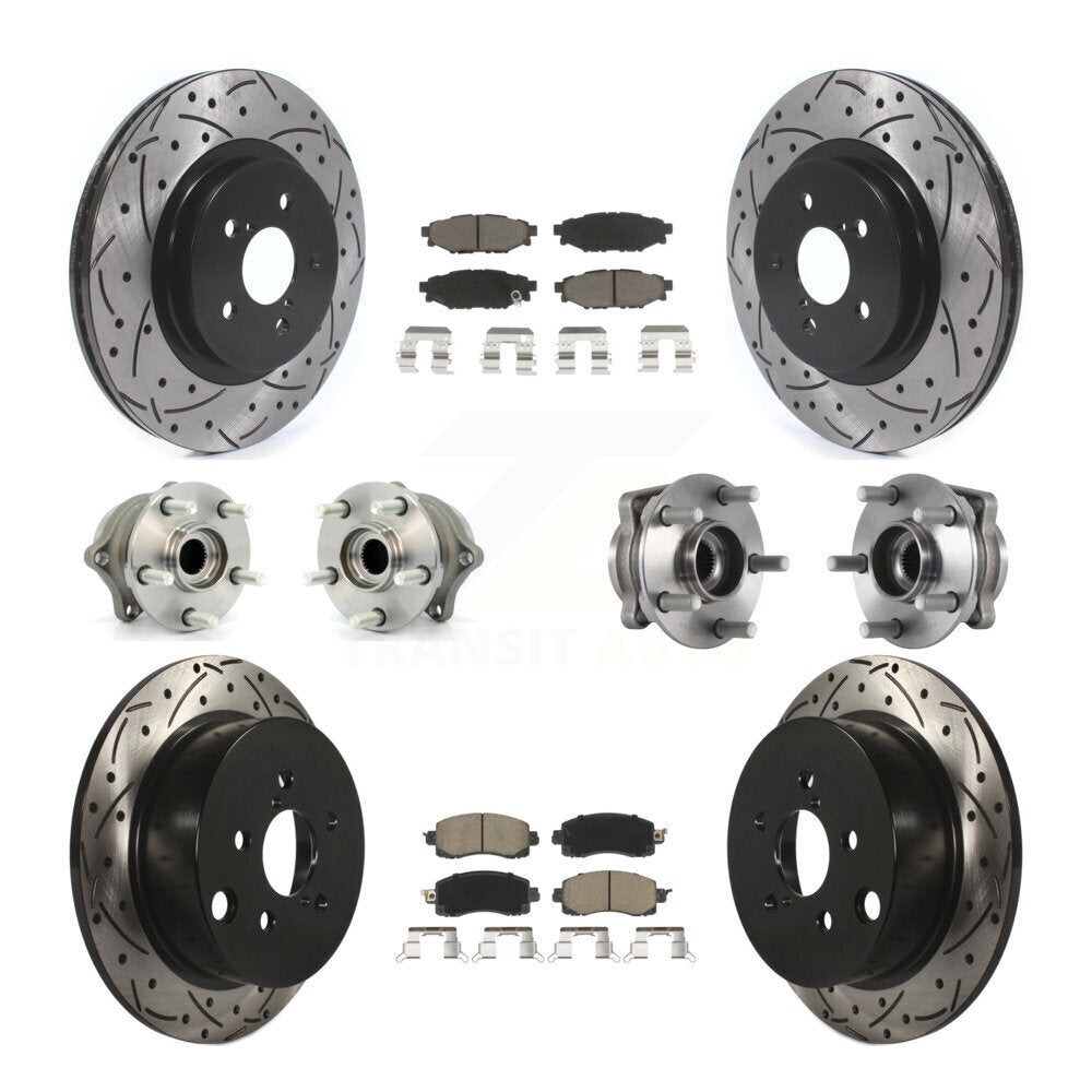 Hub Bearing Coated Brake Rotor & Pads Front Rear Kit (10Pc) For Subaru Crosstrek