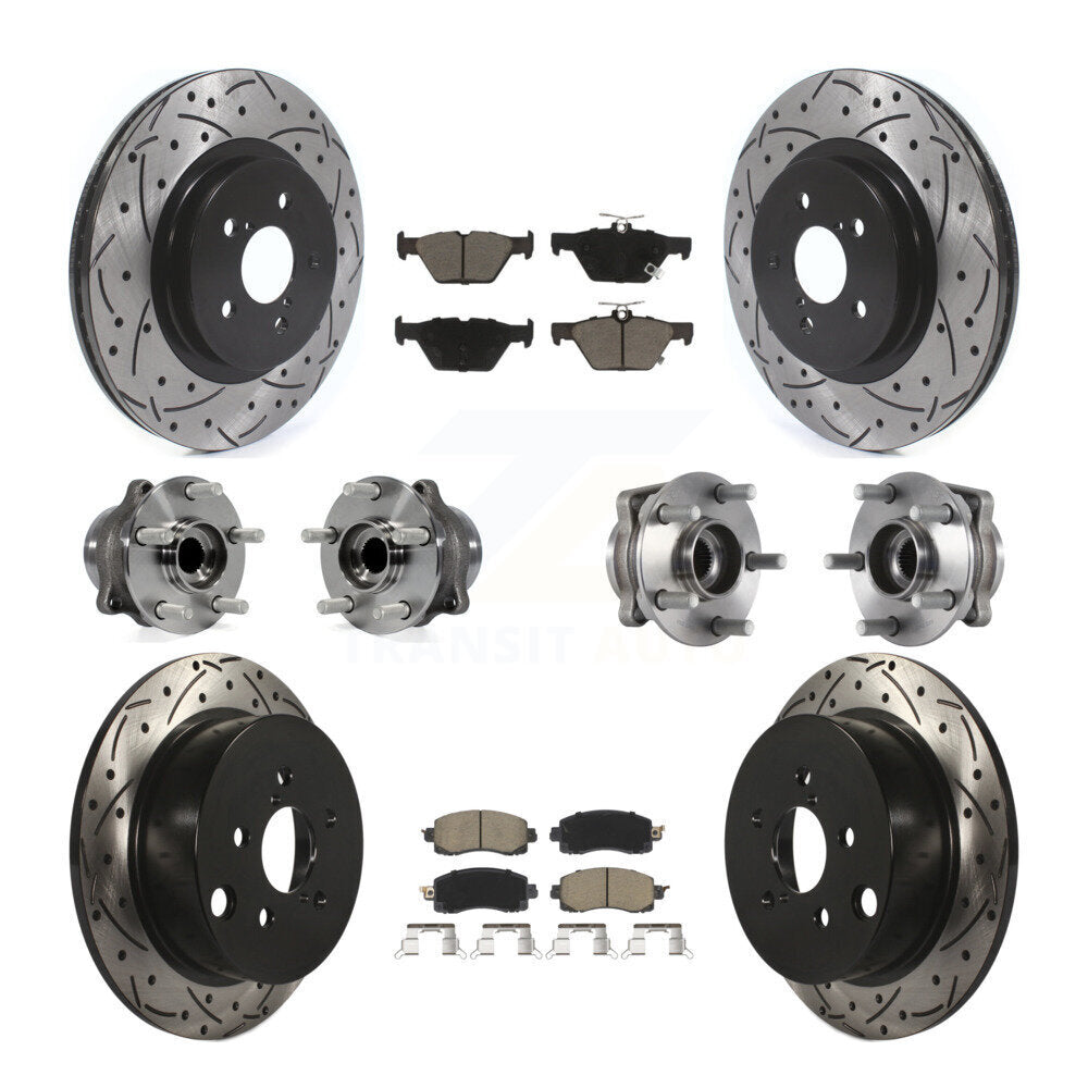 Hub Bearing Coated Brake Rotor & Pads Front Rear Kit (10Pc) For Subaru Crosstrek