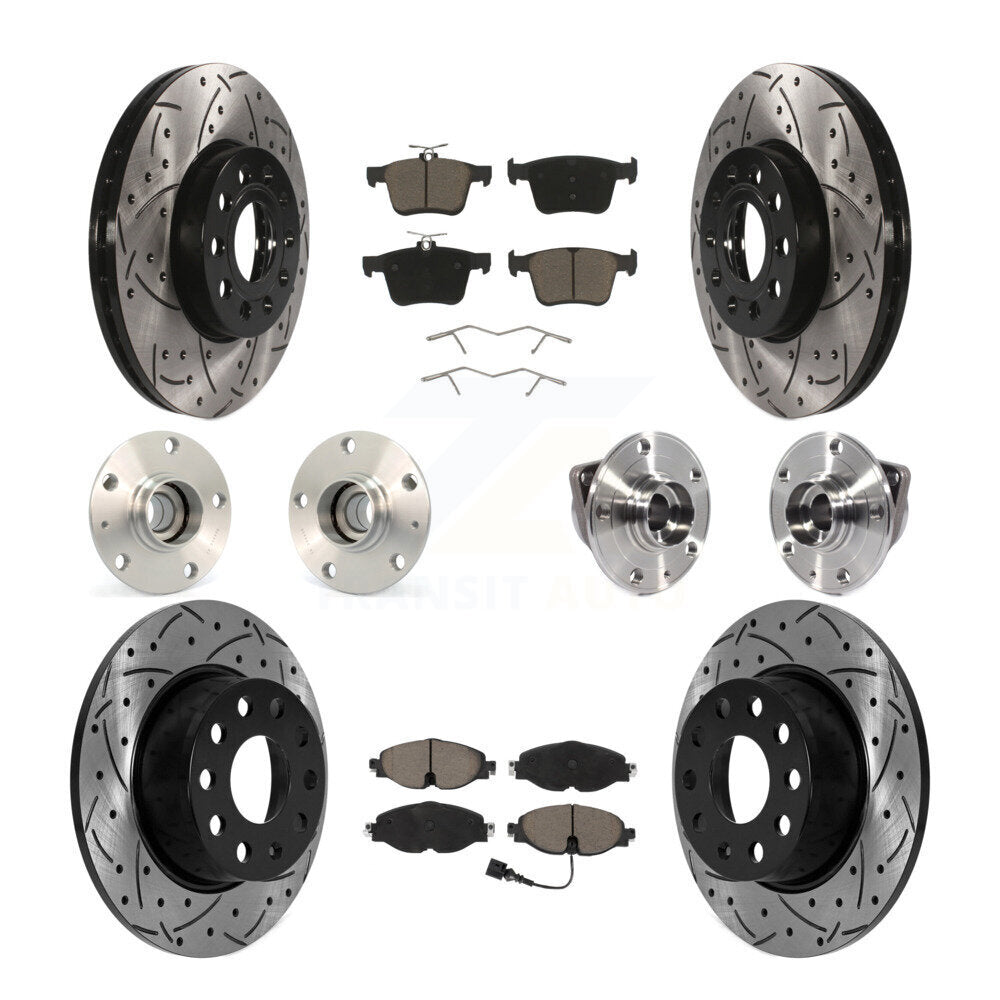 Hub Bearing Coat Brake Rotor Pad Front Rear Kit (10Pc) For Volkswagen Jetta 1.4L