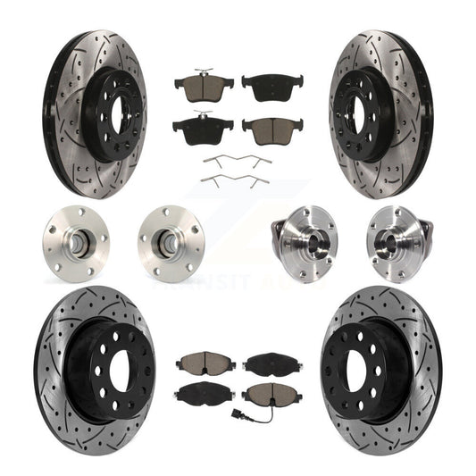 Hub Bearing Coat Brake Rotor Pad Front Rear Kit (10Pc) For Volkswagen Jetta 1.4L