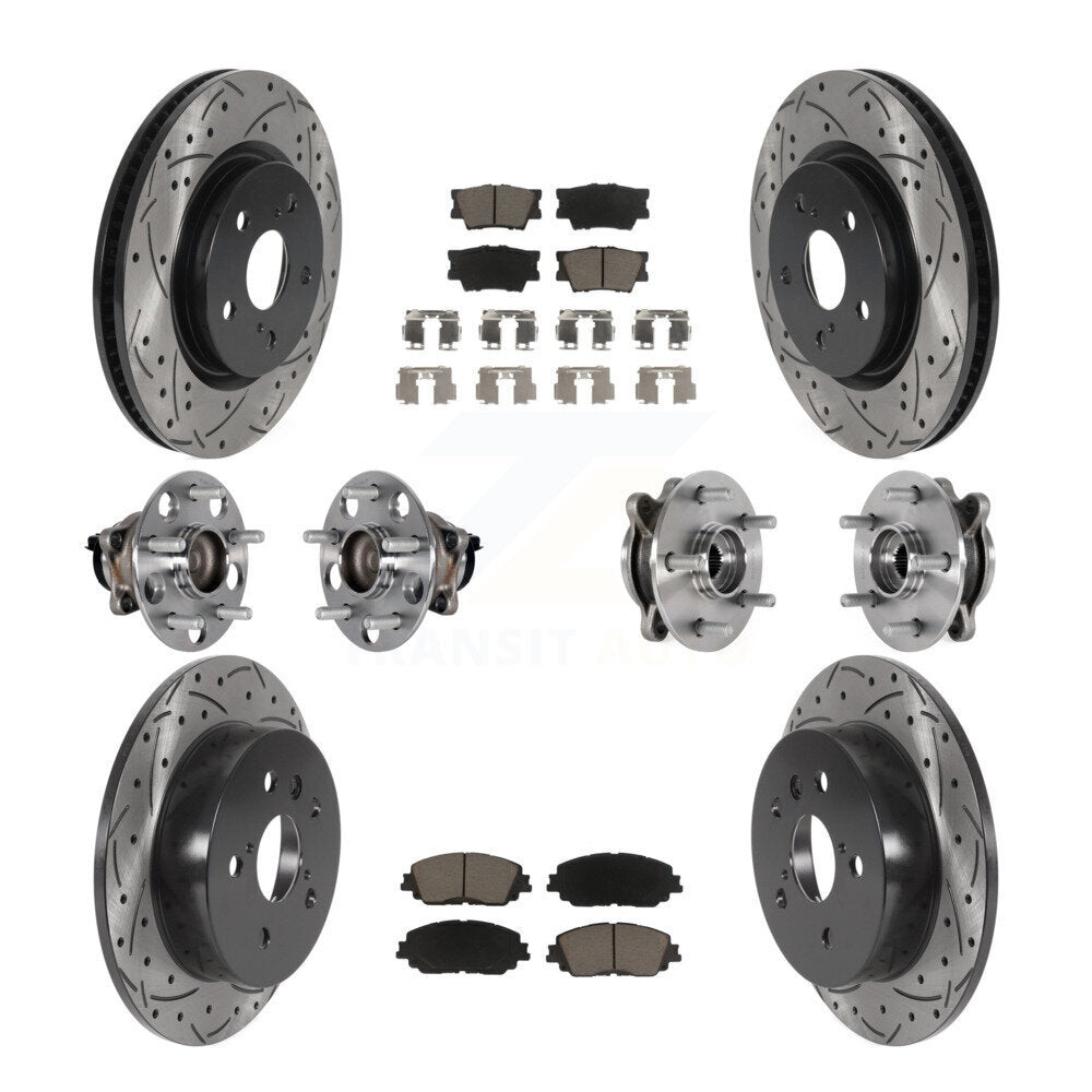Hub Bearing Coated Disc Brake Rotor & Pad Front Rear Kit (10Pc) For Toyota Camry