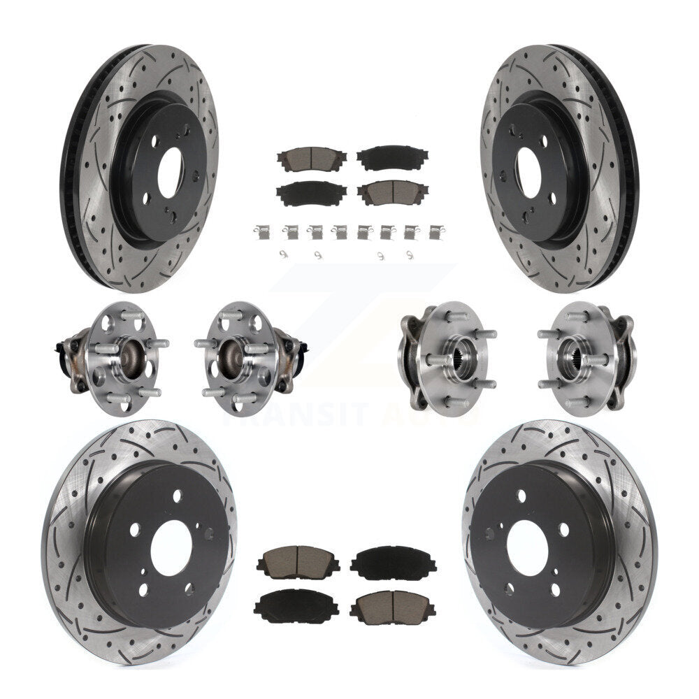 Hub Bearing Coated Disc Brake Rotor & Pad Front Rear Kit (10Pc) For Toyota Camry
