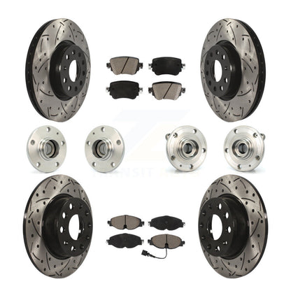 Hub Bearing Coated Brake Rotor & Pad Front Rear Kit (10Pc) For Volkswagen Passat
