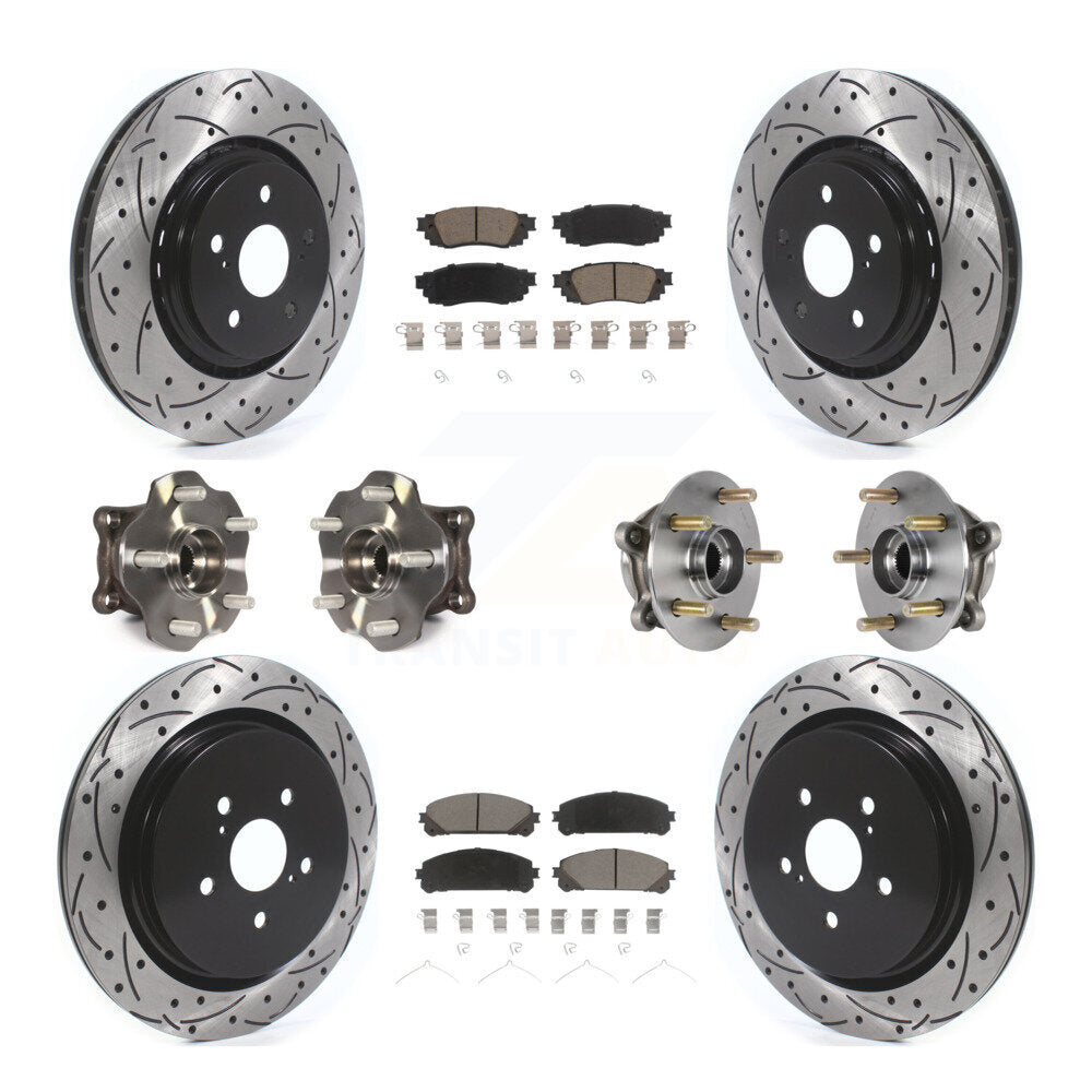 Hub Bearing Coated Brake Rotor Pads Front Rear Kit (10Pc) For Lexus RX350 RX450h