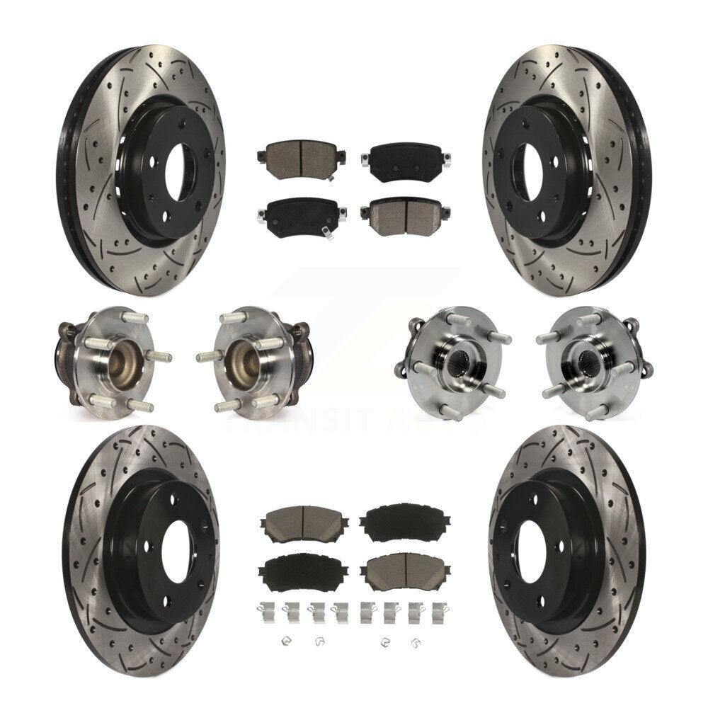 Hub Bearings Coated Disc Brake Rotors And Pads Front Rear Kit (10Pc) For Mazda 6