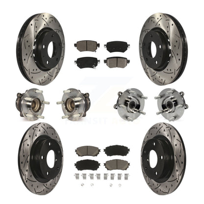 Hub Bearings Coated Disc Brake Rotors And Pads Front Rear Kit (10Pc) For Mazda 6