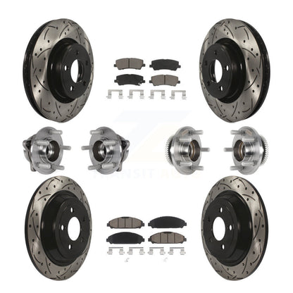 Hub Bearing Coated Disc Brake Rotor & Pad Front Rear Kit (10Pc) For Ford Mustang