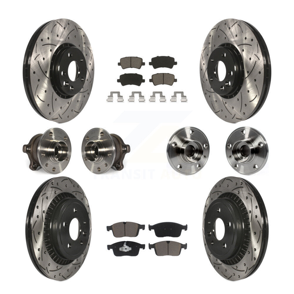 Hub Bearing Coated Brake Rotor Pad Front Rear Kit (10Pc) For 2017 Volvo XC60 AWD
