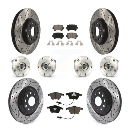 Hub Bearing Coated Disc Brake Rotor Pads Front Rear Kit (10Pc) For Volkswagen CC