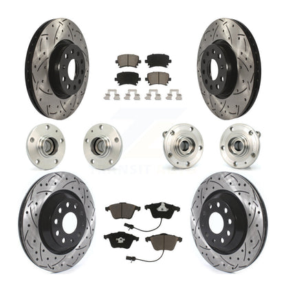 Hub Bearing Coated Disc Brake Rotor Pads Front Rear Kit (10Pc) For Volkswagen CC
