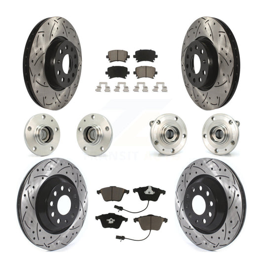 Hub Bearing Coated Disc Brake Rotor Pads Front Rear Kit (10Pc) For Volkswagen CC