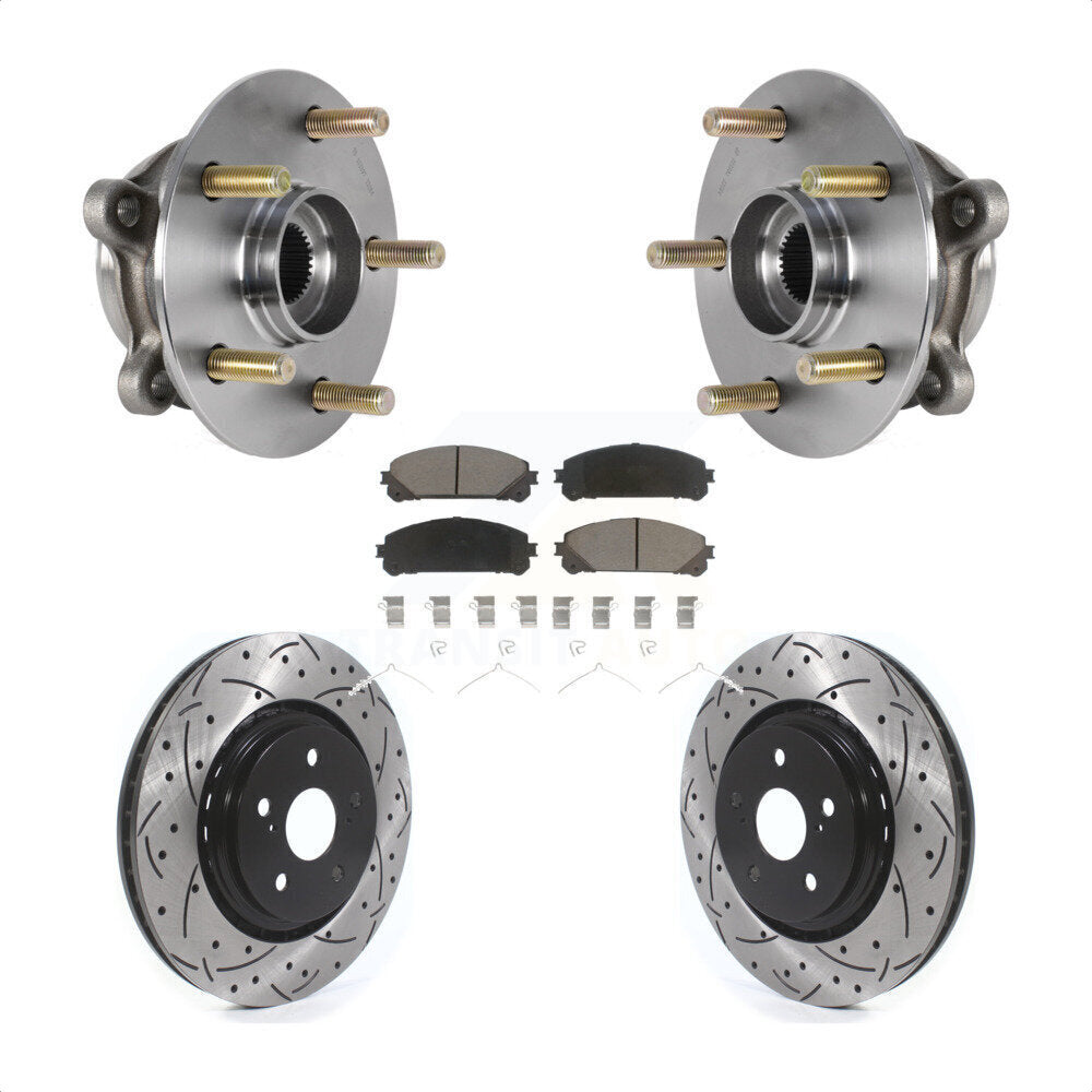 Hub Bearing Drilled Slot Brake Rotor Pad Front Kit For Lexus RX350 RX450h RX350L