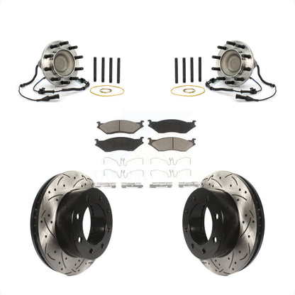Hub Bearing Drill Slot Brake Rotor Pad Front Kit For Ford F-450 Super Duty 4 X 2