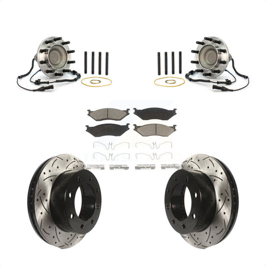 Hub Bearing Drill Slot Brake Rotor Pad Front Kit For Ford F-450 Super Duty 4 X 2