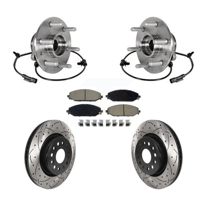 Hub Bearing Assembly Coated Drilled Slot Brake Rotor Pads Front Kit For Ram 1500