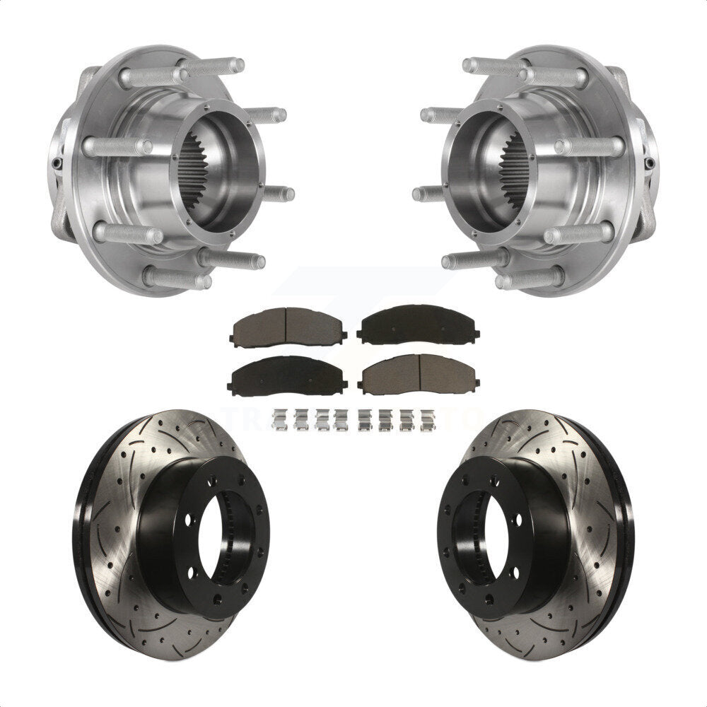 Hub Bearing Drill Slot Brake Rotor Pad Front Kit For Ford F-350 Super Duty F-250
