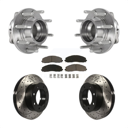 Hub Bearing Drill Slot Brake Rotor Pad Front Kit For Ford F-350 Super Duty F-250