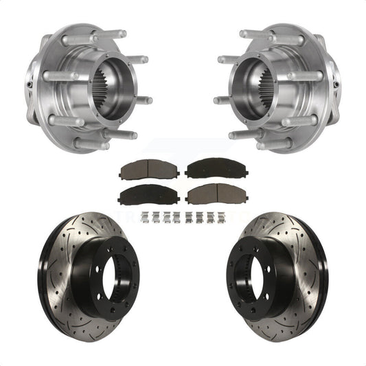 Hub Bearing Drill Slot Brake Rotor Pad Front Kit For Ford F-350 Super Duty F-250