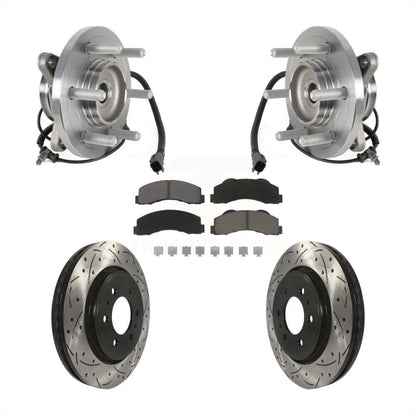 Hub Bearing Drill Slot Brake Rotor Pad Front Kit For Ford Expedition Lincoln 4WD