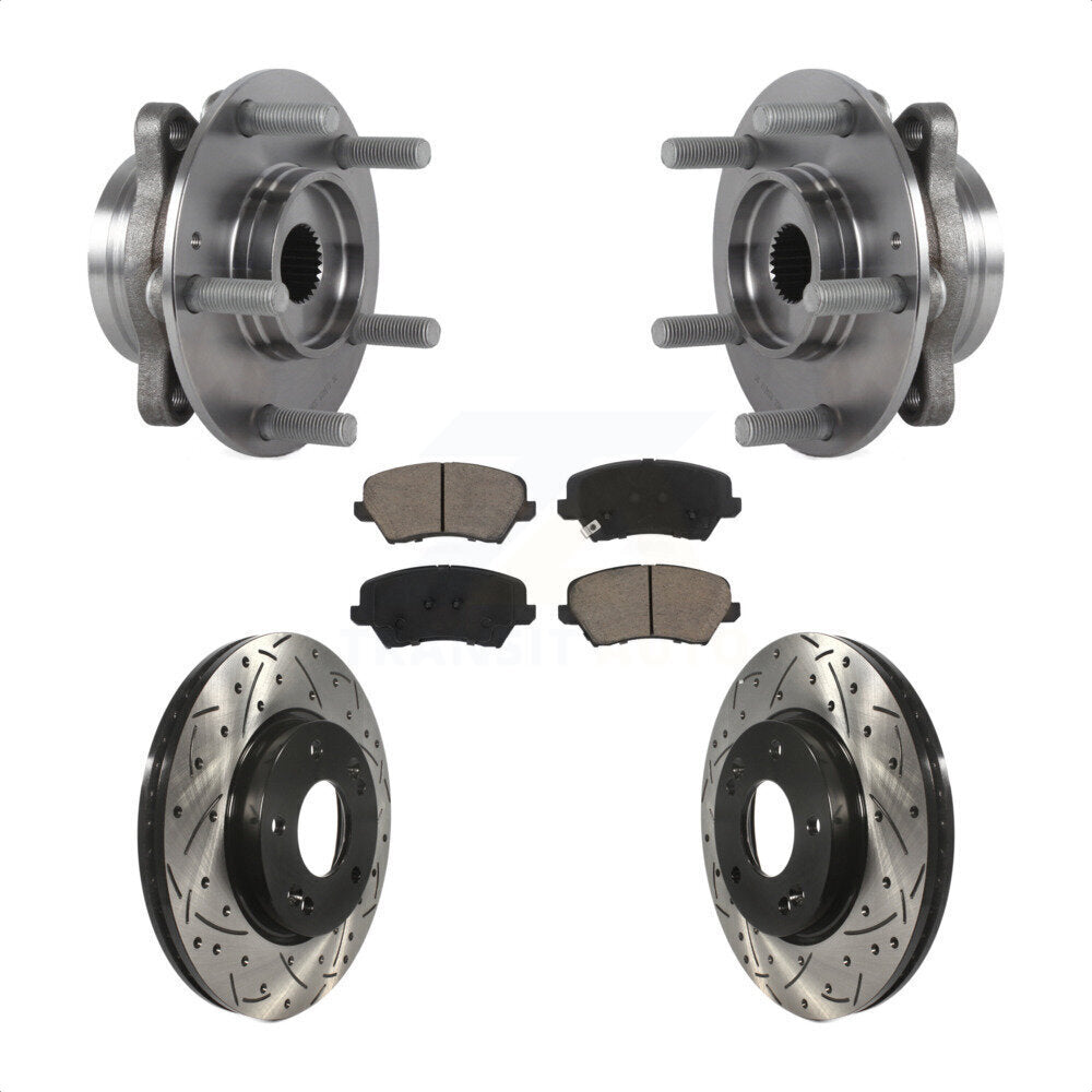 Hub Bearing Drill Slot Brake Rotor Pad Front Kit For Hyundai Veloster Elantra GT