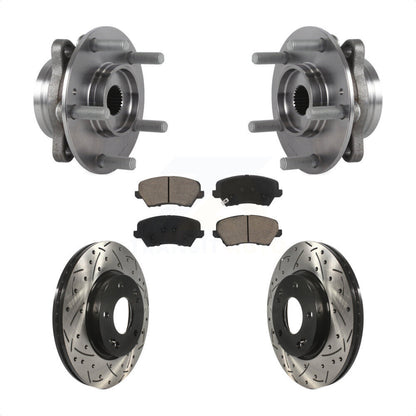 Hub Bearing Drill Slot Brake Rotor Pad Front Kit For Hyundai Veloster Elantra GT