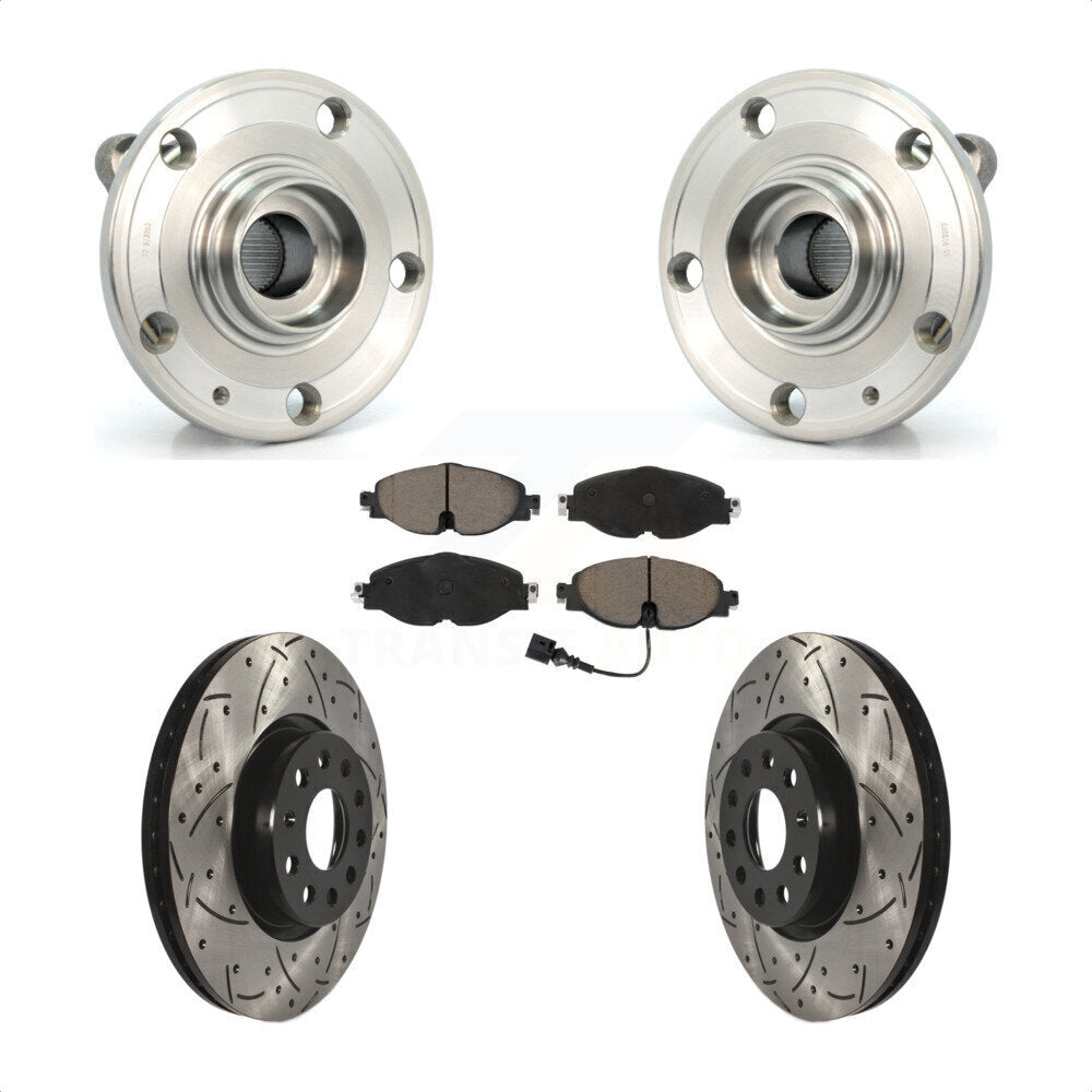 Hub Bearing Assembly Drill Slot Brake Rotor Pads Front Kit For Volkswagen Passat