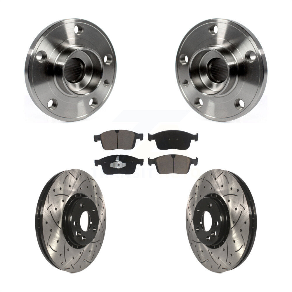 Hub Bearing Assembly Coated Drill Slot Brake Rotor Pads Front Kit For Volvo XC60