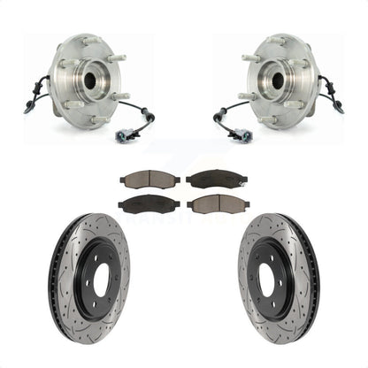 Hub Bearing Drill Slot Brake Rotor Pads Front Kit For 07 Nissan TITAN From 04