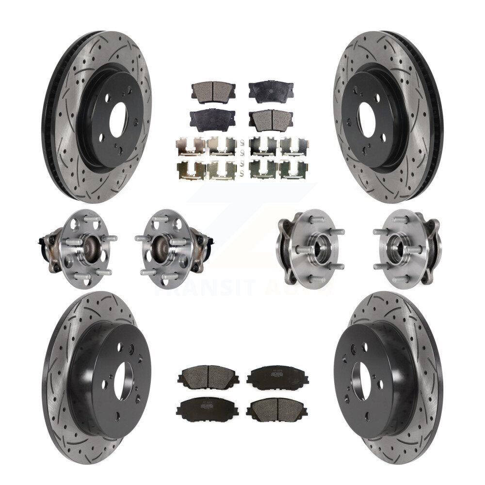 Hub Bearing Coated Disc Brake Rotor & Pad Front Rear Kit (10Pc) For Toyota Camry