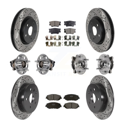Hub Bearing Coated Disc Brake Rotor & Pad Front Rear Kit (10Pc) For Toyota Camry