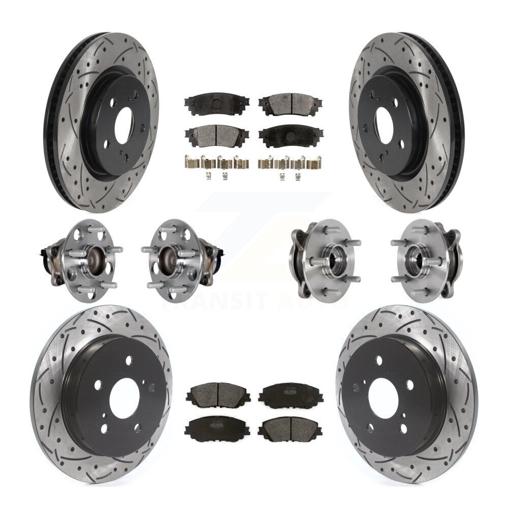 Hub Bearing Coated Disc Brake Rotor & Pad Front Rear Kit (10Pc) For Toyota Camry