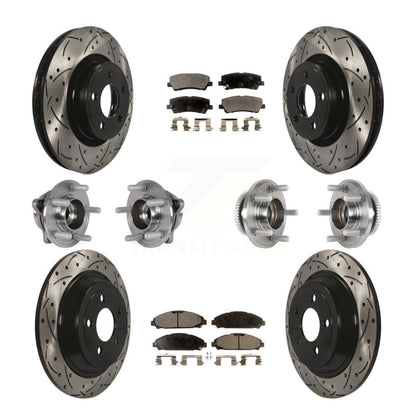 Hub Bearing Coated Disc Brake Rotor & Pad Front Rear Kit (10Pc) For Ford Mustang