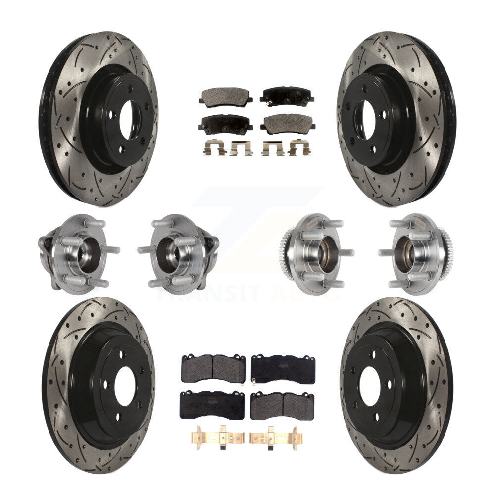 Hub Bearing Coated Disc Brake Rotor & Pad Front Rear Kit (10Pc) For Ford Mustang
