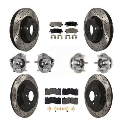 Hub Bearing Coated Disc Brake Rotor & Pad Front Rear Kit (10Pc) For Ford Mustang