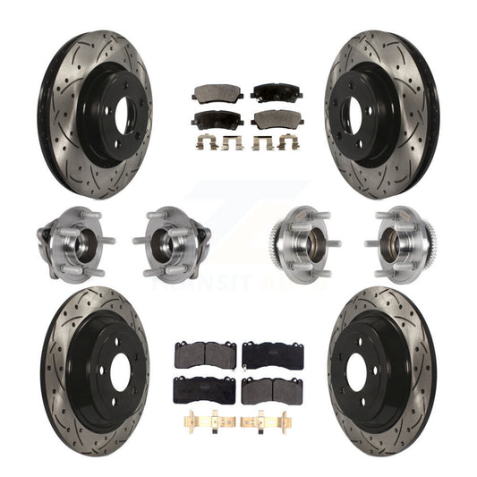 Hub Bearing Coated Disc Brake Rotor & Pad Front Rear Kit (10Pc) For Ford Mustang