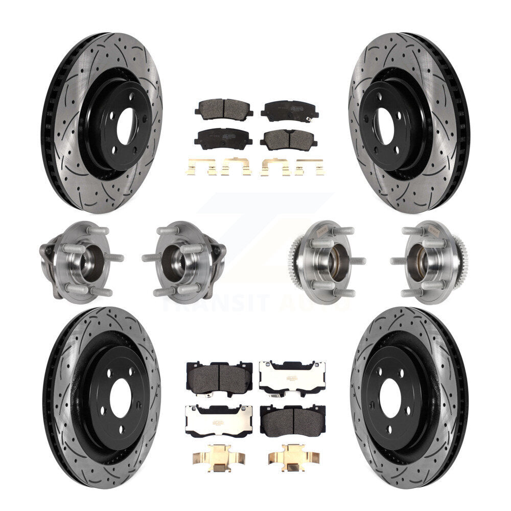 Hub Bearing Coated Disc Brake Rotor & Pad Front Rear Kit (10Pc) For Ford Mustang