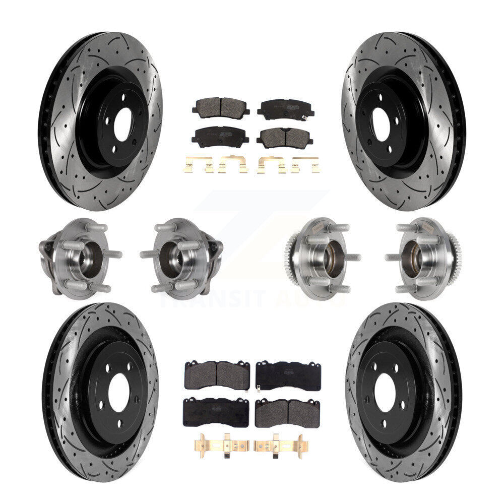 Hub Bearing Coated Disc Brake Rotor & Pad Front Rear Kit (10Pc) For Ford Mustang