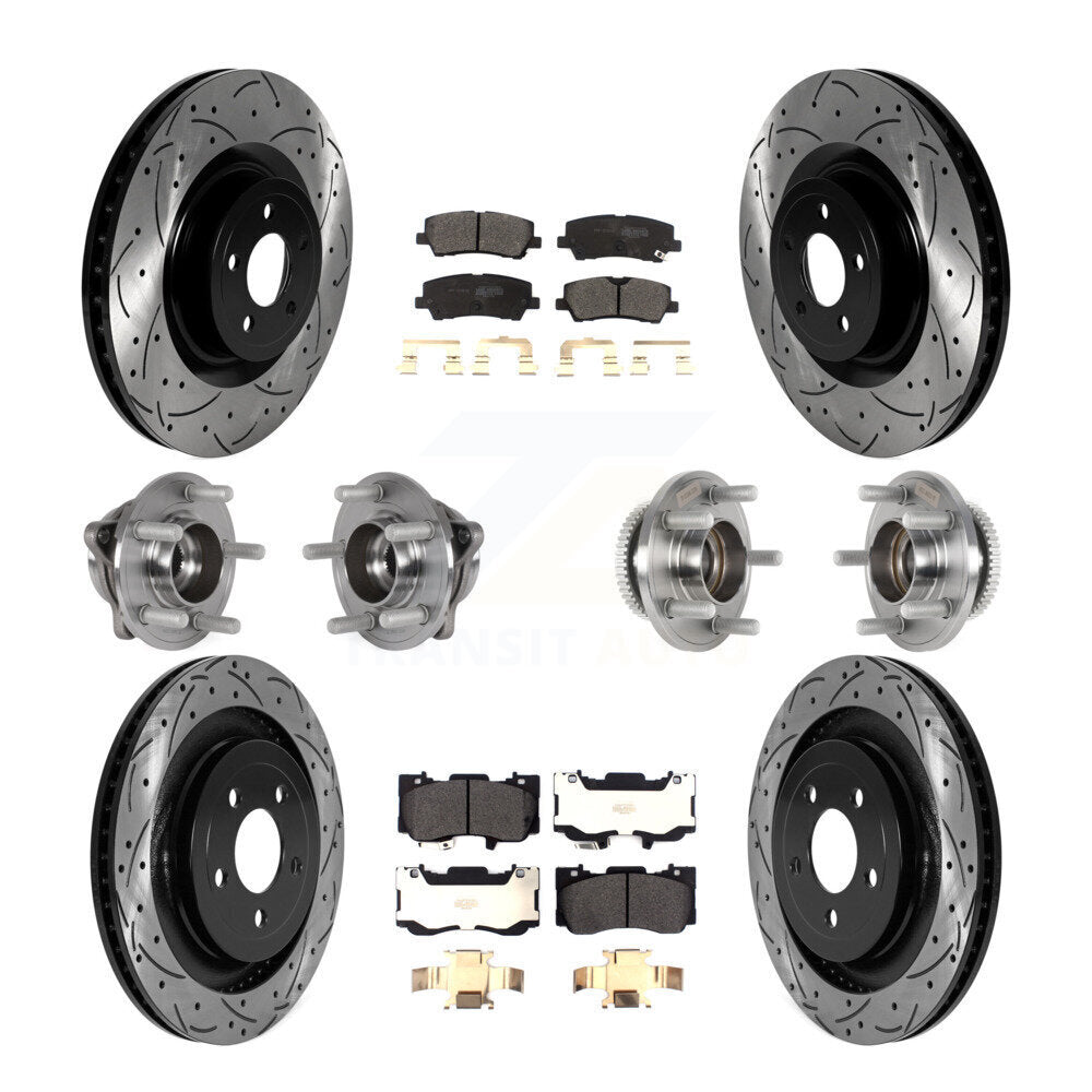 Hub Bearing Coated Disc Brake Rotor & Pad Front Rear Kit (10Pc) For Ford Mustang