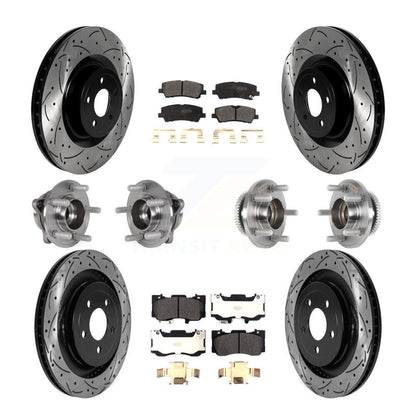Hub Bearing Coated Disc Brake Rotor & Pad Front Rear Kit (10Pc) For Ford Mustang