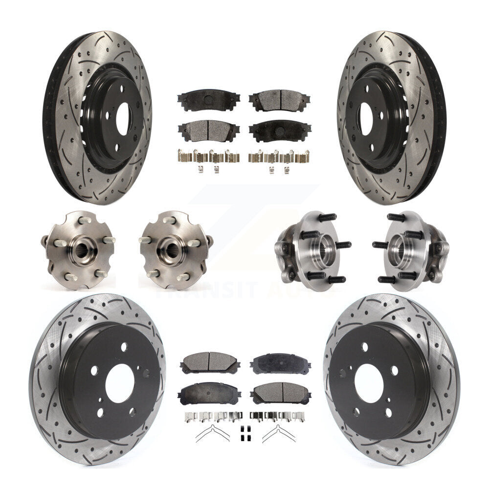 Hub Bearing Coated Brake Rotor Pads Front Rear Kit (10Pc) For Lexus NX300 NX200t