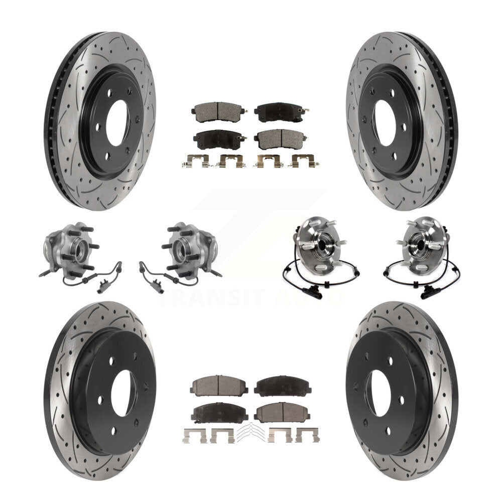 Hub Bearing Coated Brake Rotor & Pad Front Rear Kit (10Pc) For Nissan Armada AWD